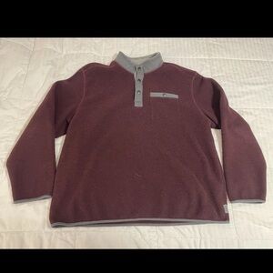 GH Bass And Co Mens XXL Pullover Fleece 3 Button Front Soft Long Sleeve Burgundy